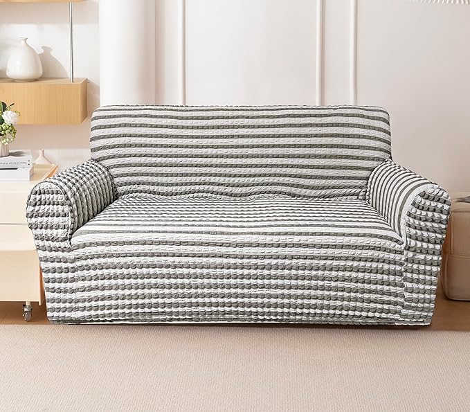 Stretch Bubble Sofa Slipcover (Grey Stripe)