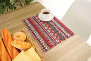 Table Runner, Ethnic Indian Style (1 Runner 30x160cm, 6 Placemat Red Tribal)