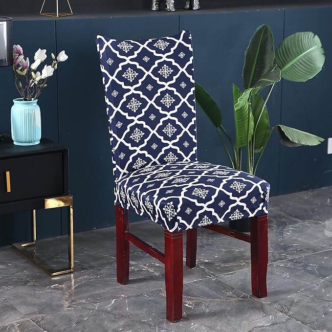 Polyester Elastic Chair Cover (Jaipur Blue)