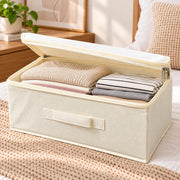 Linen Storage Box with Zipper - Off-White