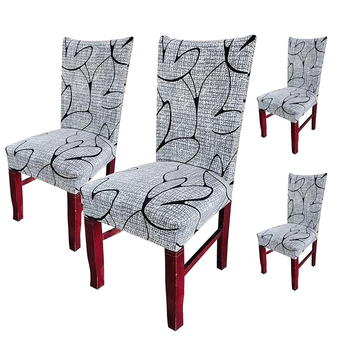 Elastic Chair Cover Stretch Removable Washable (Grey Bloom)