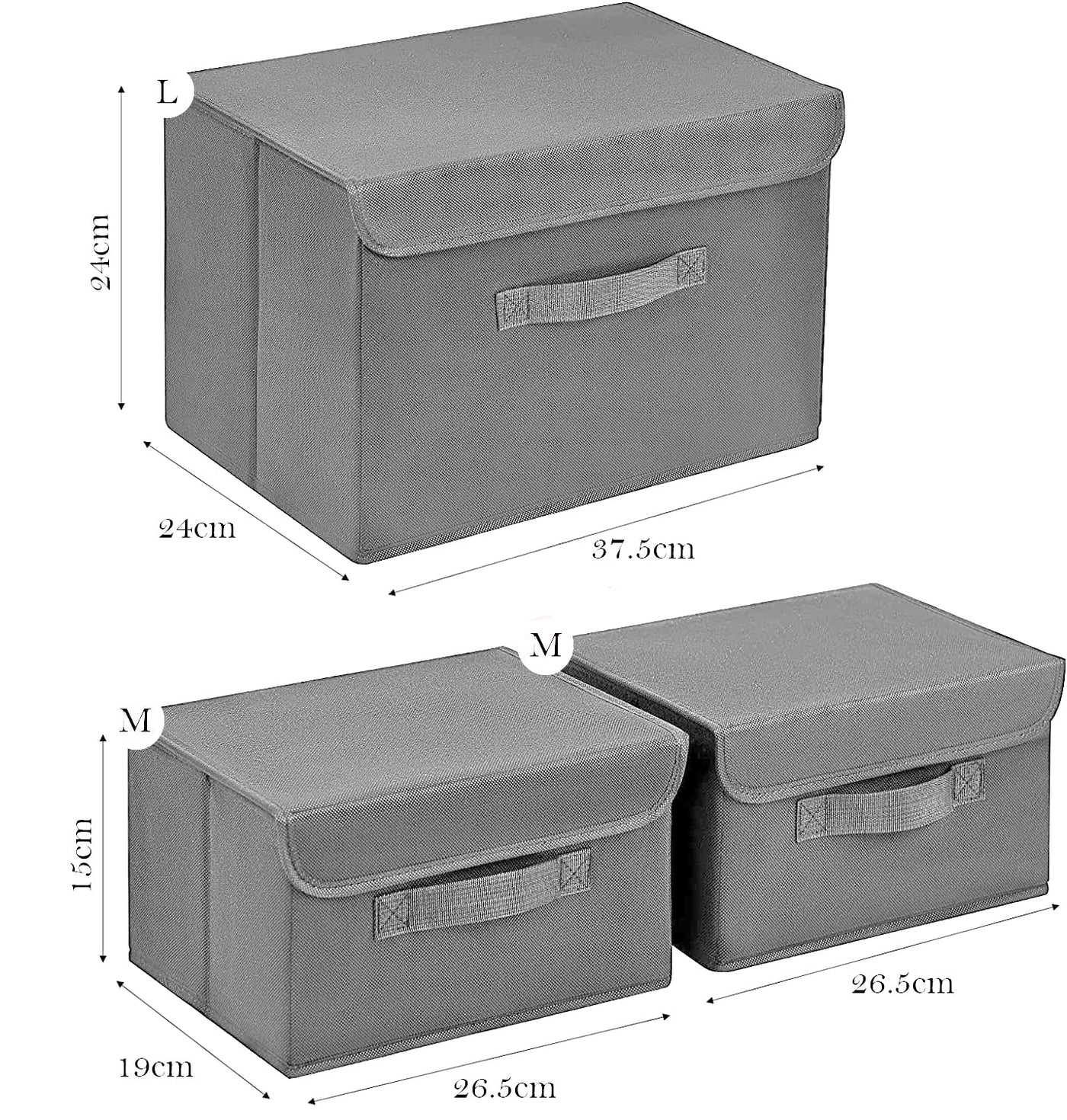 3 Pack Foldable Storage Bin with Lid and Handle