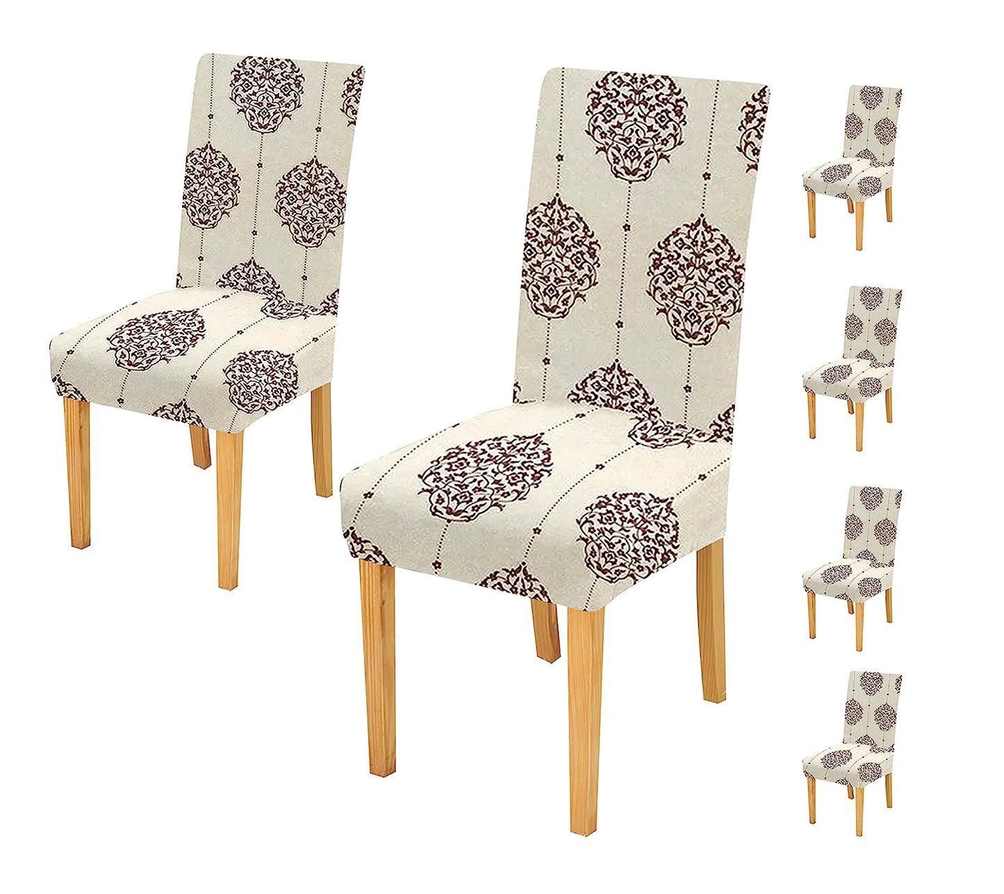 Elastic Chair Cover-Cream Brocade