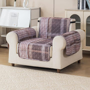 Gulnaar Series Anti-Slip Sofa Cover Mat with Pocket – Polyester Couch Protector(Warm Checks)