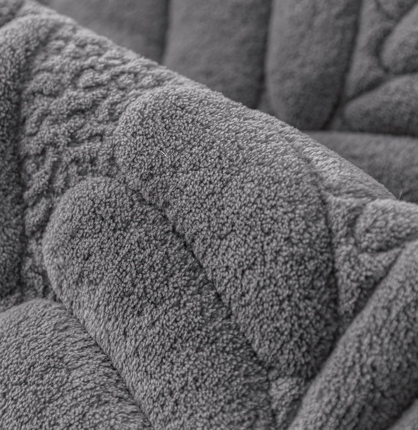 Sofa Cover Mat Leaf Coral Fleece Chenille Fabric Seater Sofa (Charcoal)