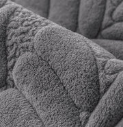 Sofa Cover Mat Leaf Coral Fleece Chenille Fabric Seater Sofa (Charcoal)