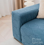 Universal Jacquard Leaf Texture Fabric Sofa Cover (Blue)