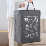 Large Laundry Basket Bag, Drawstring Storage - Grey