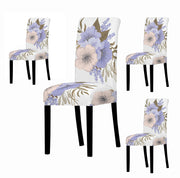 Polyester Spandex Printed Chair Cover Stretch Removable Washable (White Orchid)