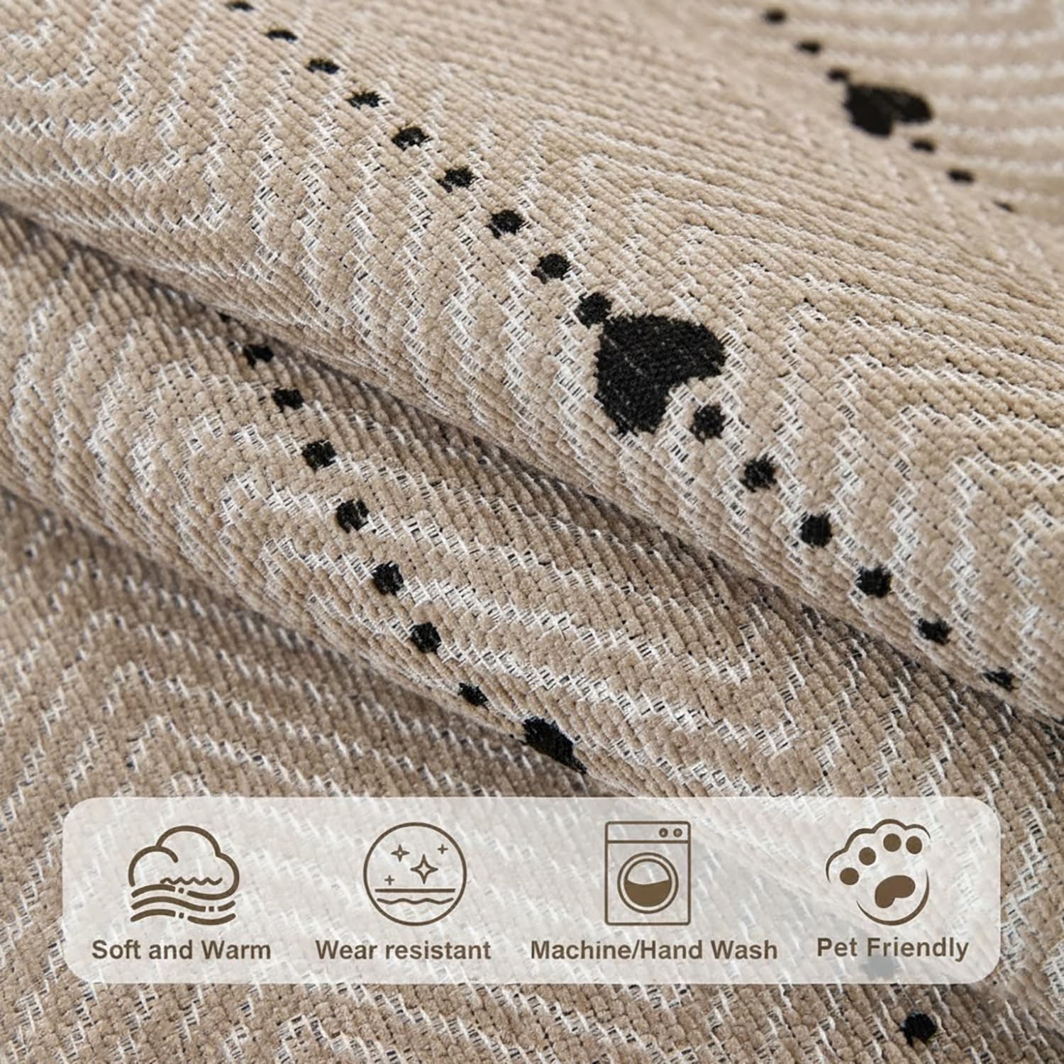 Loom Stripe Series Chenille Couch Cover Curved Edge Quilted Non-Slip Washable Sofa (Brown)
