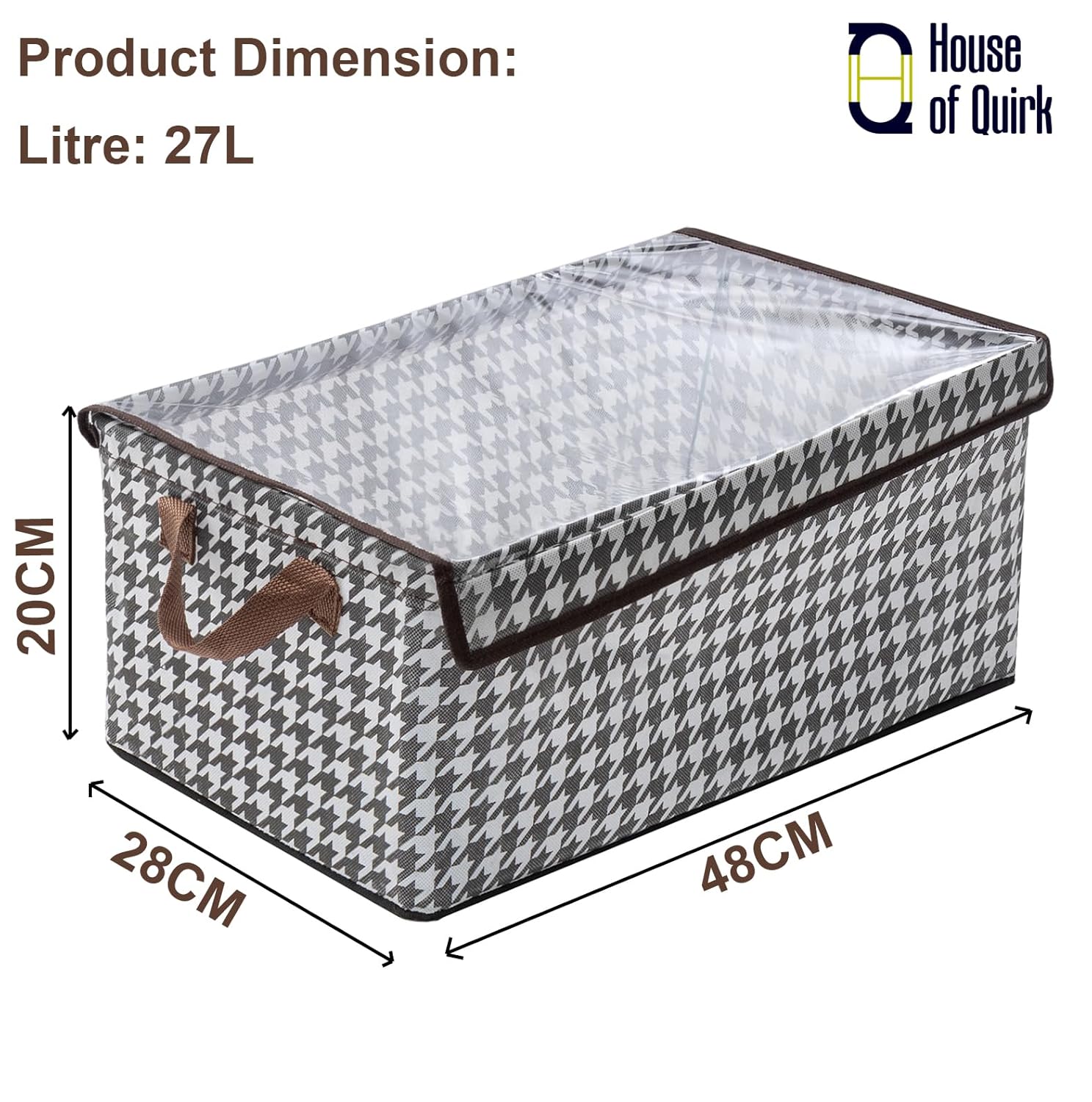 Durable Linen Closet Organizers and Foldable Flip Storage Baskets (Pack 2, Houndstooth)