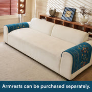 Rangoli Series Chenille Bohemia Couch Cover Quilted Non-Slip Washable Sofa Slipcover (Blue)