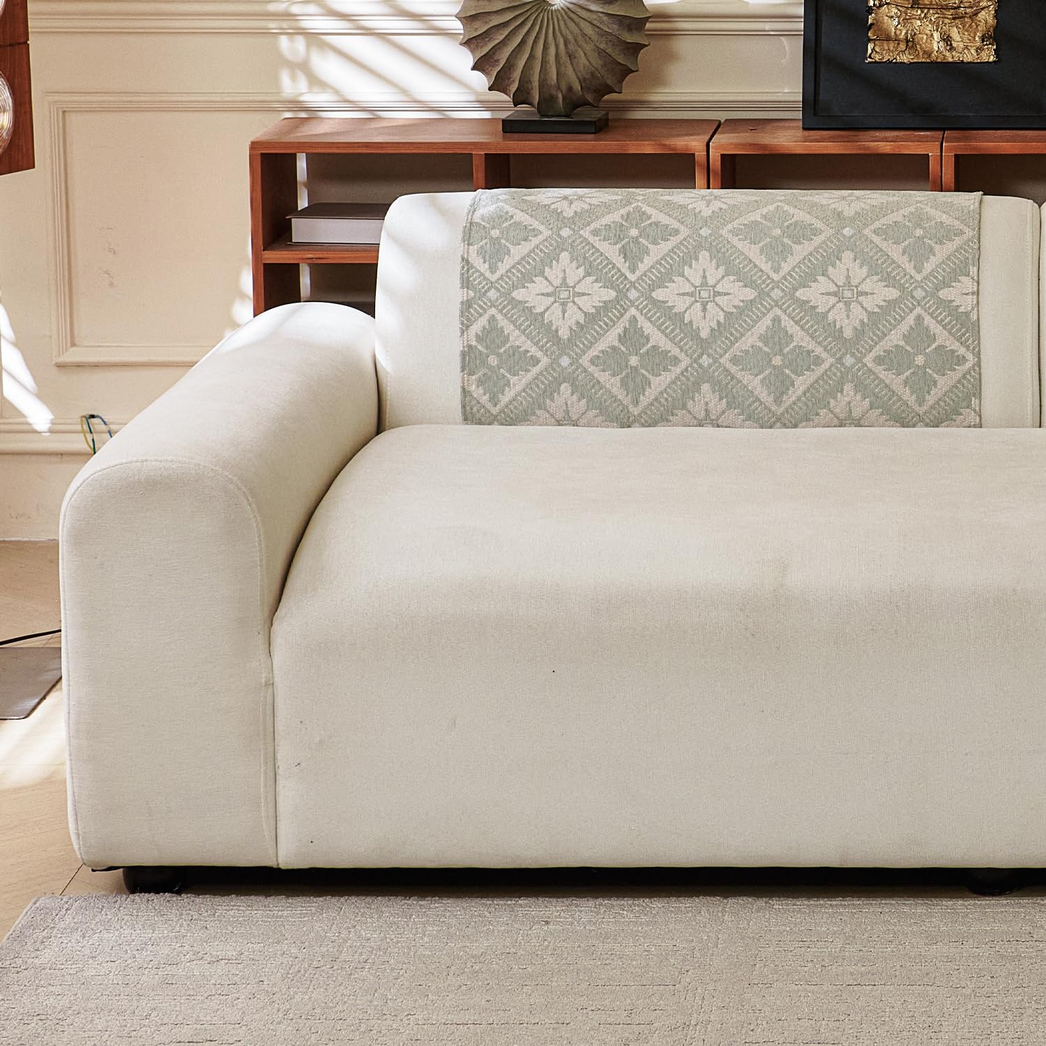 Lumen Series Chenille Jacquard Couch Cover – Quilted Non-Slip Washable Sofa (Green)