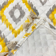 IKATRA Series Quilted Printed Sofa Cover for Indian Sofa Set with Side Pocket (Sunburst)