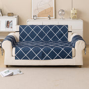 Quilted Printed Sofa Cover for Indian Sofa Set – Washable (Blue Diamond)