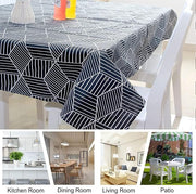 Rectangle Tablecloth Cotton Linen Table Cloth (Black Stipe)
