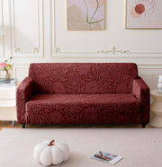 Universal Jacquard Waterproof Camellia Fabric Sofa Cover (Maroon)