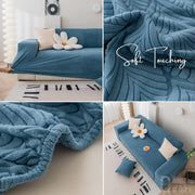 Universal Jacquard Leaf Texture Fabric Sofa Cover (Blue)