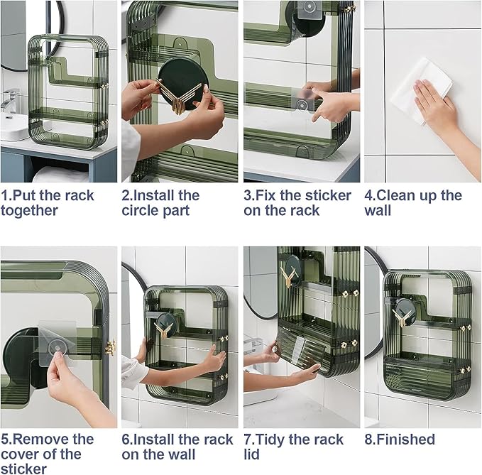 Bathroom Shelves Cabinet Organizer Transparent (White)