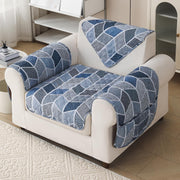 'Aura Petal Series' Quilted Sofa Mat Printed – Anti Slip (Hexa Blue)