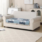 'Aura Petal Series' Quilted Sofa Mat Printed – Anti Slip (Paisley Blue)