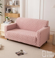 Jacquard Fabric Diamond Texture Sofa Cover 220 GSM (Pink)
