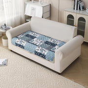 'Aura Petal Series' Quilted Sofa Mat Printed – Anti Slip (Paisley Blue)