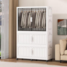 Folding Plastic Wardrobe with Wheels - White (No Installation Required)