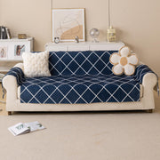 Quilted Printed Sofa Cover for Indian Sofa Set – Washable (Blue Diamond)
