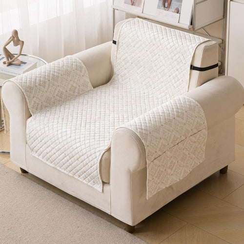 Quilted Printed Sofa Cover for Indian Sofa Set – Washable (Snowflake)