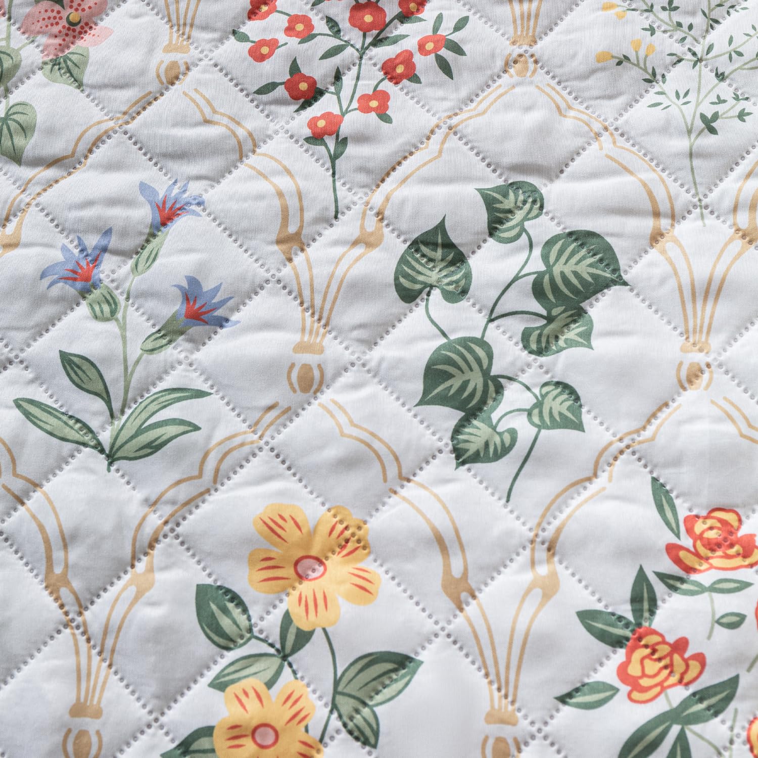 Printed Quilted Sofa Cover for 1/2/3/4 Seater Anti-Slip- Baghe Bahar