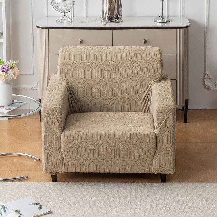 Premium Jacquard Fabric 220 GSM Sofa Cover – Soft, Stretchable (Khaki)