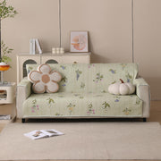 Polyester Sofa Cover Mat Reversible Couch Protector- Green Floral