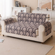Quilted Printed Sofa Cover for Indian Sofa Set – Washable (Black Motif)