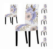 Polyester Spandex Printed Chair Cover Stretch Removable Washable (White Orchid)