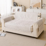 Quilted Printed Sofa Cover for Indian Sofa Set – Washable (Beige Stem)