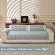 Lumen Series Chenille Jacquard Couch Cover – Quilted Non-Slip Washable Sofa (Blue)
