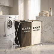 3 Section Laundry Basket with Oxford Bags - Multicolor