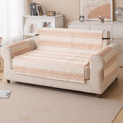Quilted Printed Sofa Cover for Indian Sofa Set – Washable, Durable & Soft (Beige Loop)
