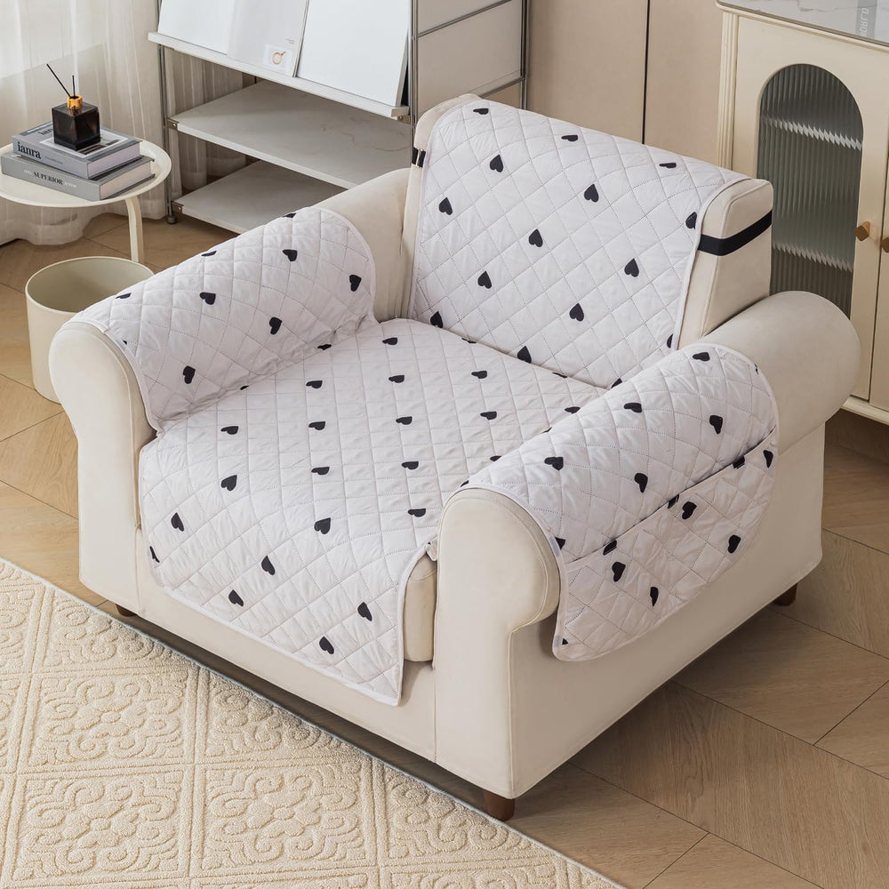 Gulnaar Series Anti-Slip Sofa Cover Mat with Pocket – Polyester Couch Protector(Mocha Mist)