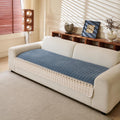 Waffle Quilt Corduroy Chenille Sofa Cover – Quilted, Non-Slip, Washable & Durable Protector (Blue)
