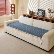 Waffle Quilt Corduroy Chenille Sofa Cover – Quilted, Non-Slip, Washable & Durable Protector (Blue)