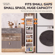 4 Layer Narrow Gap Storage Cabinet with Wheels - Cream