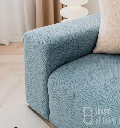 Universal Jacquard Fabric Sofa Cover- Light Blue