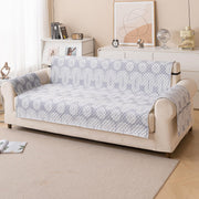 Quilted Printed Sofa Cover for Indian Sofa Set – Washable (Grey Loop)