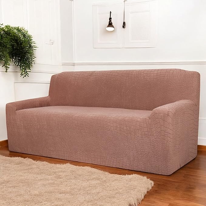 Universal Crocodile Texture Jacquard Fabric Sofa Cover (Coffee)
