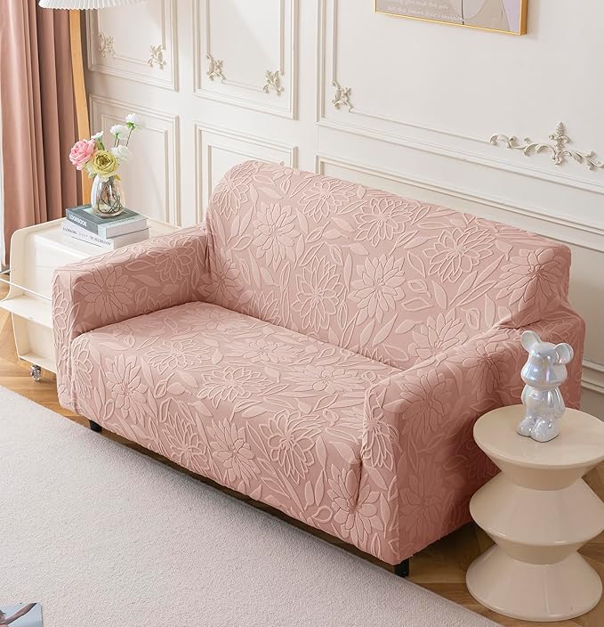 Universal Jacquard Waterproof Camellia Fabric Sofa Cover (Pink)