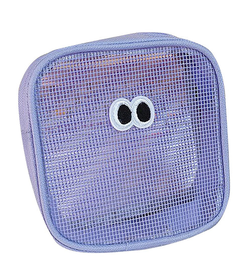 Cute Eye Mesh Cosmetic Bags-Purple