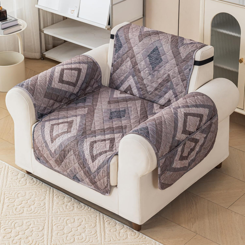 Gulnaar Series Anti-Slip Sofa Cover Mat with Pocket – Polyester Couch Protector(Urban Drift)