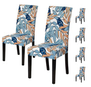 Elastic Chair Cover (Blue/Orange Leaf)
